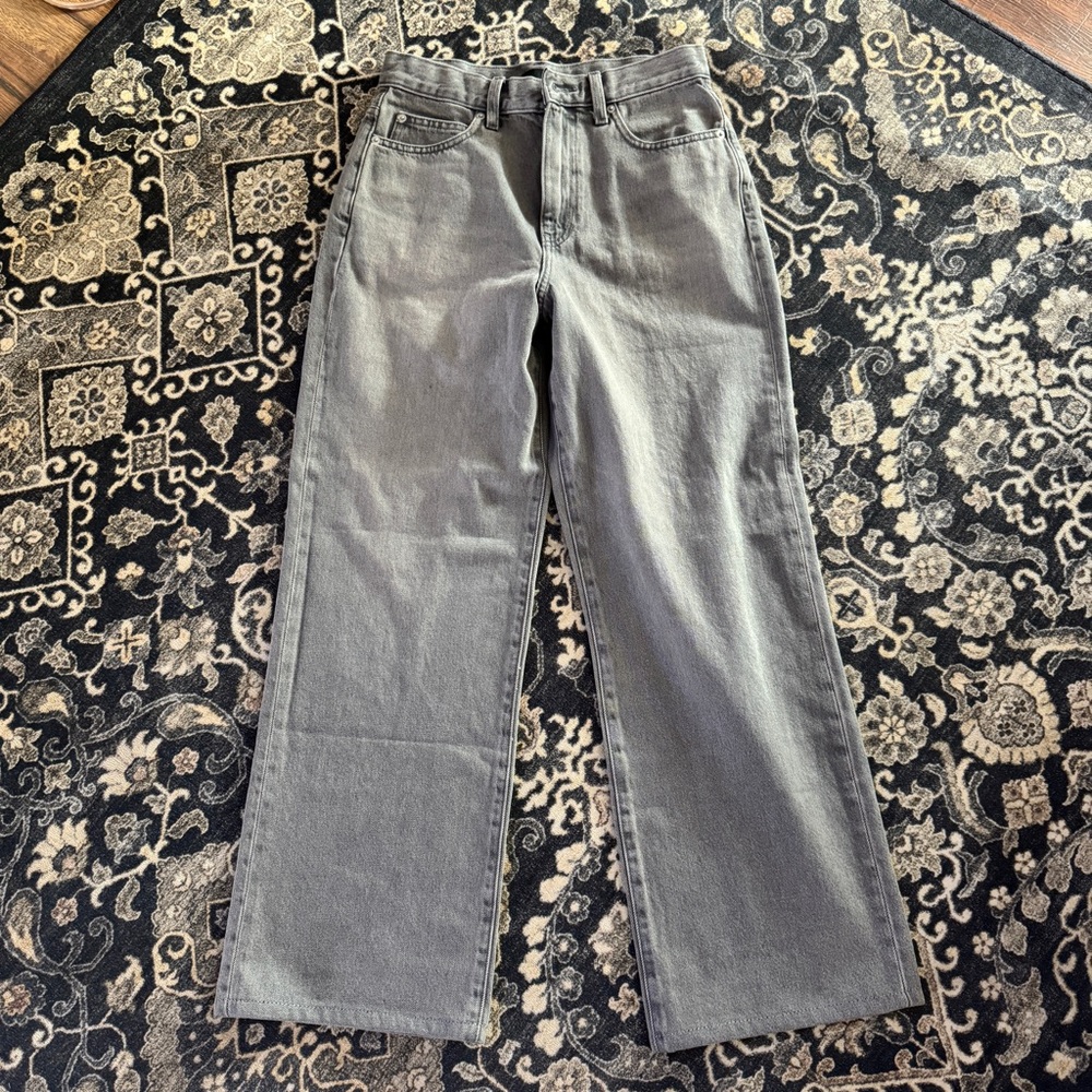 Uniqlo Wide Straight Jeans Grey 24” Waist 28” Length NWOT